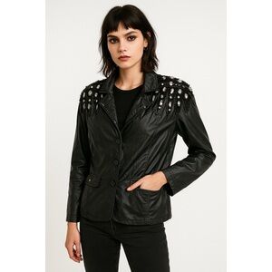 Learsi x Vintage Glam Rock Embellished Sequin Poly Blazer Jacket